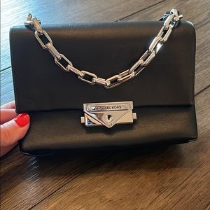 Ladies black cross body clutch